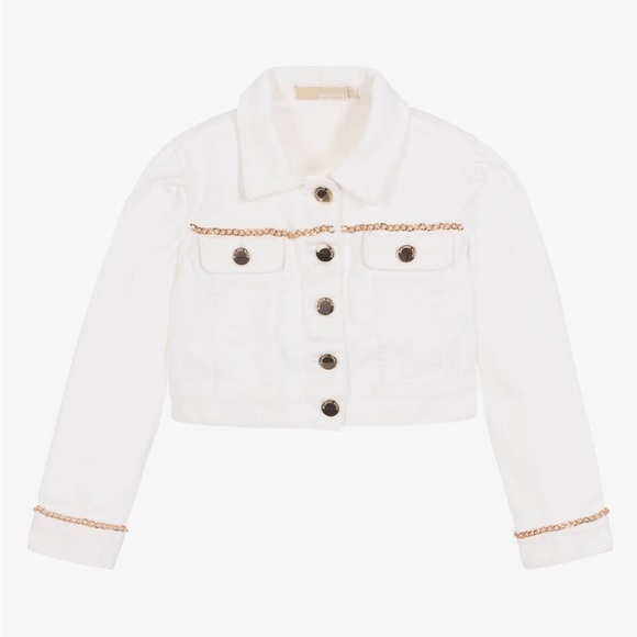 Kids Michael Kors White Denim Logo Jacket size 10 - Picture 1 of 5
